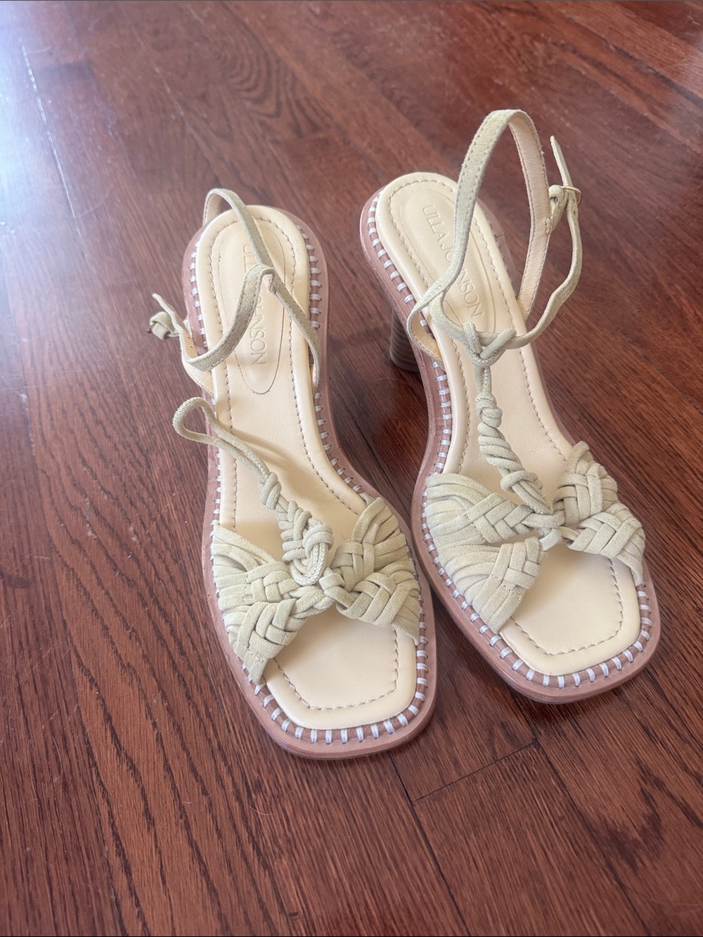 Ulla Johnson Light Beige Braided Slingback Heels